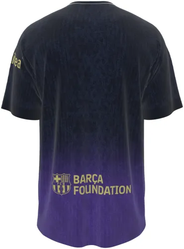 Camisa visitante do Barcelona 2026 - 2027 preta com degradê roxo, frente e costas