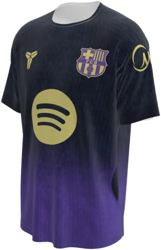 Camisa visitante do Barcelona 2026 - 2027 preta com degradê roxo, frente e costas