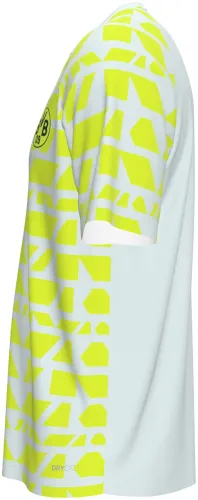 Camisa de pré-jogo do Borussia Dortmund 2025 - 2026 branca com formas amarelo-neon, frente e costas