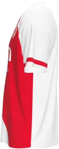 Camisa titular do Monaco 2026 - 2027 branca com a diagonal vermelha, frente e costas