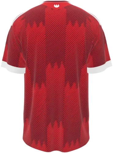 Camisa titular do Nuremberg 2026 - 2027 vermelha com padrão de muralha, frente e costas