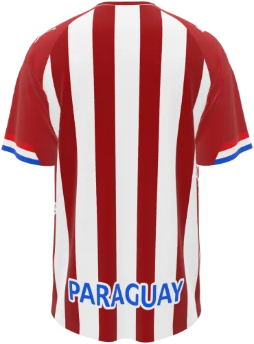 Camisa conceito do Paraguai 2026 listrada com o Goku desenhado, frente e costas