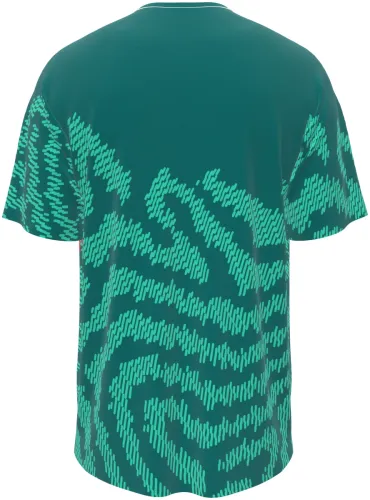 Camisa Portugal Salehe Bembury King 2026 verde com padrão orgânico, frente e costas