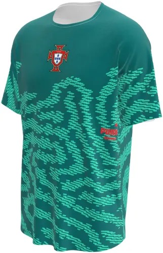 Camisa Portugal Salehe Bembury King 2026 verde com padrão orgânico, frente e costas