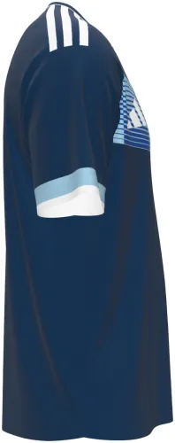 Camisa visitante de San Marino 2026 azul-marinho com faixa de chevrons, frente e costas