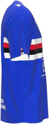 Camisa titular da UC Sampdoria 2026 - 2027 azul com a faixa clássica no peito, frente e costas