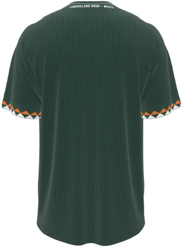 Camisa visitante do Werder Bremen 2026 - 2027 verde-escura com listras finas, frente e costas