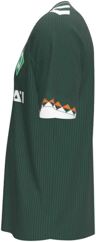 Camisa visitante do Werder Bremen 2026 - 2027 verde-escura com listras finas, frente e costas