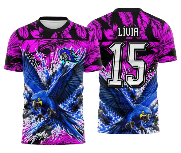Arte para camiseta esportiva com arara em ataque e numero personalizado Arte Autoral Doces Desenhos
