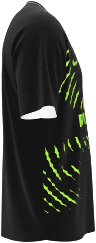 Camisa de pré-jogo do Atlético de Madrid 2026 - 2027 preta com ondas verde-limão, frente e costas