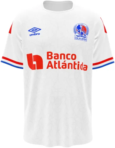 Camisa titular do CD Olimpia 2026 - 2027 branca com textura tom sobre tom, frente e costas