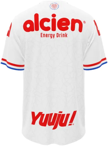 Camisa titular do CD Olimpia 2026 - 2027 branca com textura tom sobre tom, frente e costas