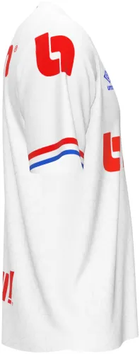 Camisa titular do CD Olimpia 2026 - 2027 branca com textura tom sobre tom, frente e costas