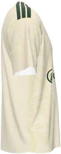 Camisa terceiro uniforme do Celtic 2026 - 2027 creme com trevos tom sobre tom, frente e costas