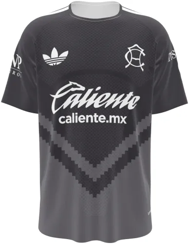Camisa visitante do Club América 2026 - 2027 cinza com um V em pixels, frente e costas