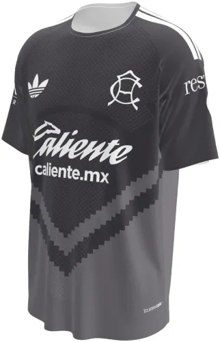 Camisa visitante do Club América 2026 - 2027 cinza com um V em pixels, frente e costas