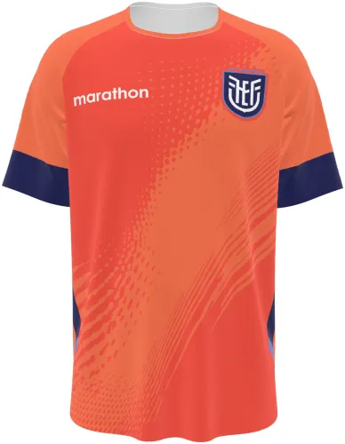 Camisa de goleiro do Equador 2026 laranja com trama de pontos em diagonal, frente e costas