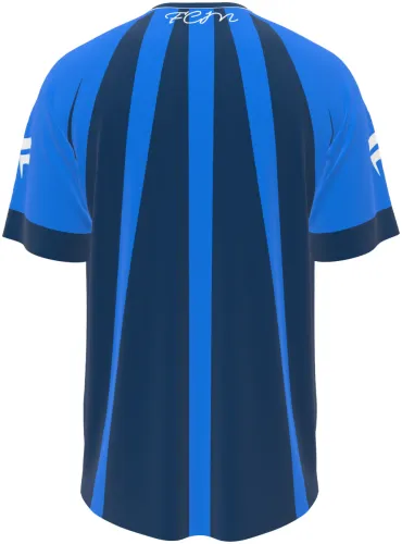 Camisa de pré-jogo do FC Motagua 2026 - 2027 azul com uma águia desenhada no peito, frente e costas