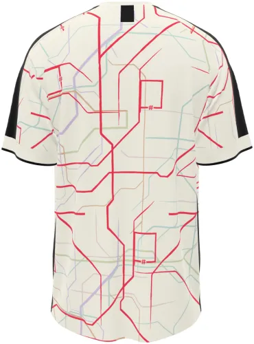 Camisa terceiro uniforme do Hashtag United 2026 - 2027 branca com mapa de metrô, frente e costas