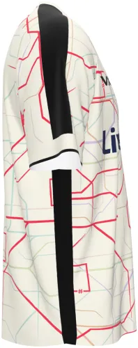 Camisa terceiro uniforme do Hashtag United 2026 - 2027 branca com mapa de metrô, frente e costas