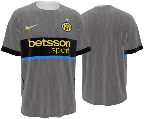 Camisa terceiro uniforme do Inter de Milão 2026 - 2027 cinza com faixa preta no peito, frente e costas