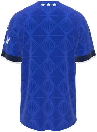 Camisa titular do Ipswich Town 2026 - 2027 azul com losangos em linha fina, frente e costas