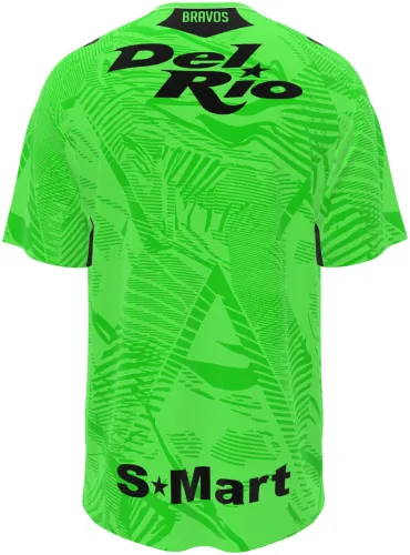 Camisa titular do Juárez FC 2026 - 2027 verde-neon com folhagem tom sobre tom, frente e costas