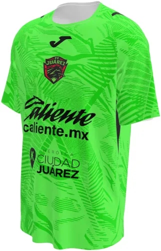 Camisa titular do Juárez FC 2026 - 2027 verde-neon com folhagem tom sobre tom, frente e costas