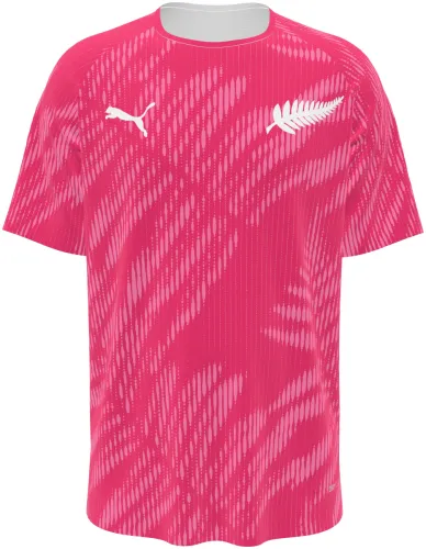 Camisa de goleiro da Nova Zelândia 2026 rosa com samambaias tom sobre tom, frente e costas