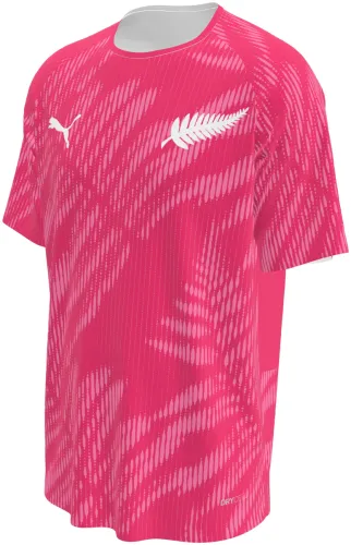 Camisa de goleiro da Nova Zelândia 2026 rosa com samambaias tom sobre tom, frente e costas