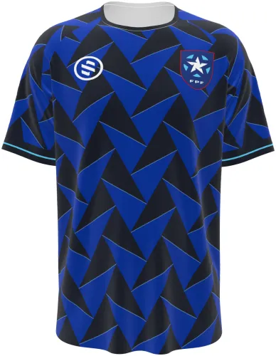 Camisa titular de Porto Rico 2026 azul com setas geométricas, frente e costas