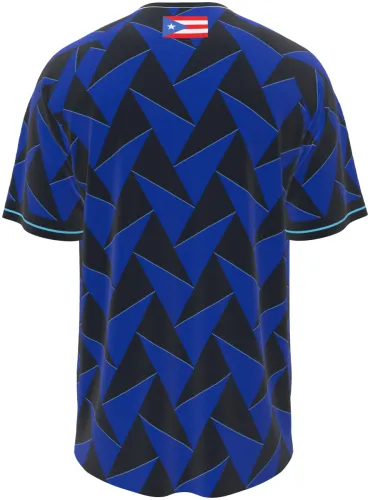 Camisa titular de Porto Rico 2026 azul com setas geométricas, frente e costas