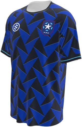 Camisa titular de Porto Rico 2026 azul com setas geométricas, frente e costas