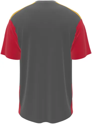 Camisa de treino da Roma 2026 - 2027 cinza com xadrez fino e mangas vermelhas, frente e costas