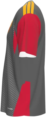 Camisa de treino da Roma 2026 - 2027 cinza com xadrez fino e mangas vermelhas, frente e costas