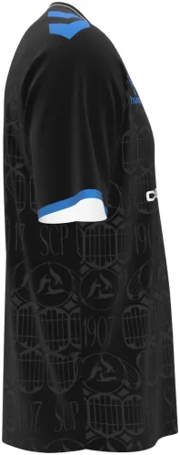 Camisa titular do SC Paderborn 2026 - 2027 preta com monograma repetido, frente e costas