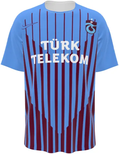 Camisa retrô do Trabzonspor 2012 - 2013 azul-clara com listras vinho, frente e costas