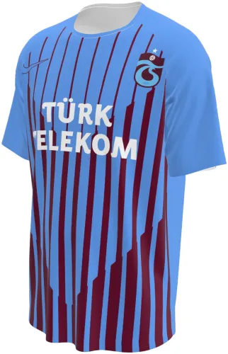 Camisa retrô do Trabzonspor 2012 - 2013 azul-clara com listras vinho, frente e costas