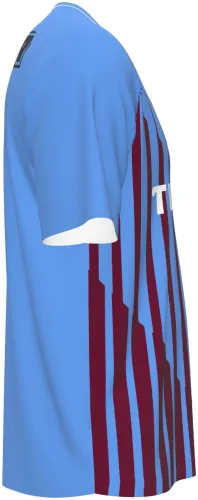 Camisa retrô do Trabzonspor 2012 - 2013 azul-clara com listras vinho, frente e costas