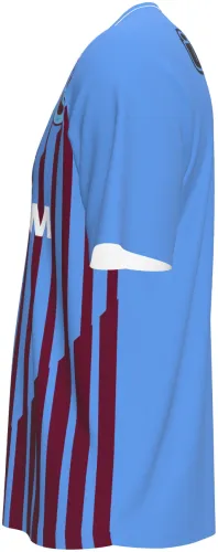 Camisa retrô do Trabzonspor 2012 - 2013 azul-clara com listras vinho, frente e costas