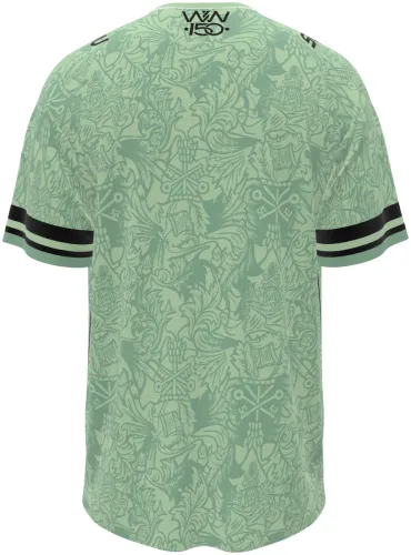 Camisa de goleiro do Wolverhampton 2026 - 2027 verde-sálvia com ornamento floral, frente e costas