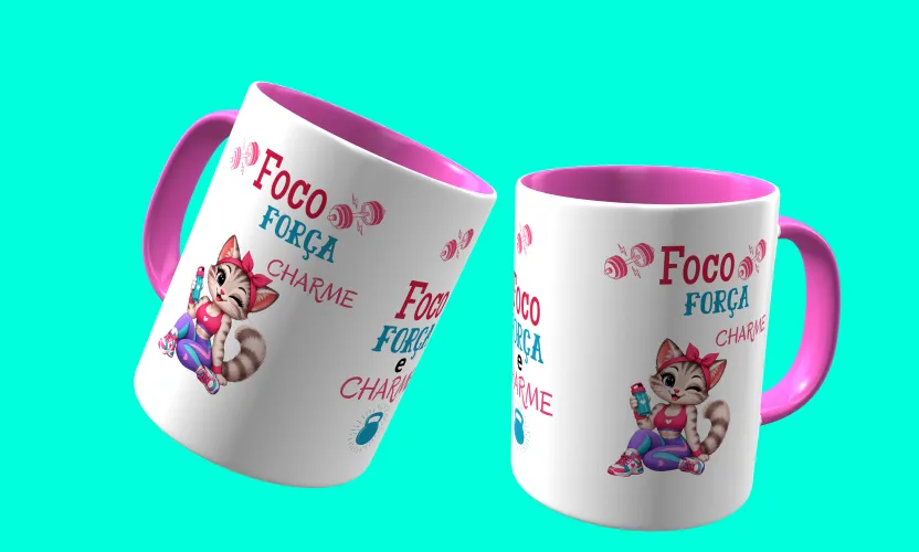 Camisa e caneca estilosa com animais fitness cute