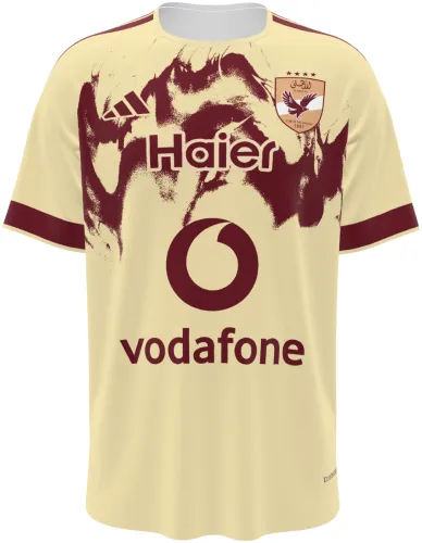 Camisa terceiro uniforme do Al Ahly SC 2026 - 2027 creme com asas bordô no peito, frente e costas