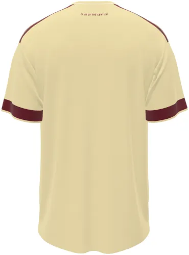 Camisa terceiro uniforme do Al Ahly SC 2026 - 2027 creme com asas bordô no peito, frente e costas