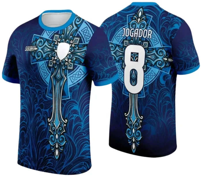 Template para Camisa Azul Time de Jesus Crucifixo
