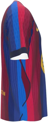 Camisa titular do Barcelona 2026 - 2027 listrada de grená e azul, frente e costas