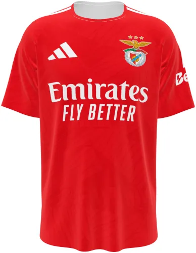 Camisa titular do Benfica 2026 - 2027 vermelha com textura tom sobre tom, frente e costas