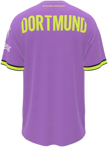Camisa terceiro uniforme do Borussia Dortmund 2026 - 2027 roxa com punho amarelo, frente e costas