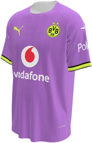 Camisa terceiro uniforme do Borussia Dortmund 2026 - 2027 roxa com punho amarelo, frente e costas