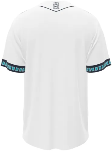 Camisa visitante do CA Osasuna 2026 - 2027 branca com faixa azul de rosetas, frente e costas